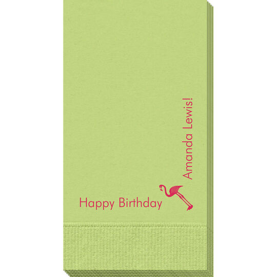 Corner Text with Flamingo Design Guest Towels